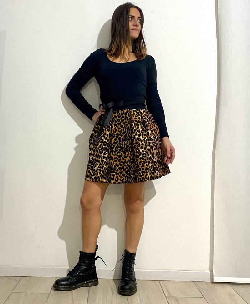 Faltenrock Mit Doppelseitigem Animalprint Und Ripsbandverschluss von Luiskirt