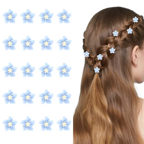 Luixenir 20 Stück charmante Mini-Haarspangen, blaue Blumen-Haarspangen, niedliche Klauen-Clips, elegantes Lilienblumen-Design, vielseitiges blaues Haar-Accessoire für Frauen und Mädchen von Luixenir