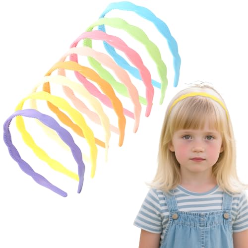 Luixenir Dünne Kunststoff-Haarbänder mit rutschfesten Innenzähnen, Wellen-Design, Regenbogenfarben, langlebig, dehnbar, 8 Stück von Luixenir