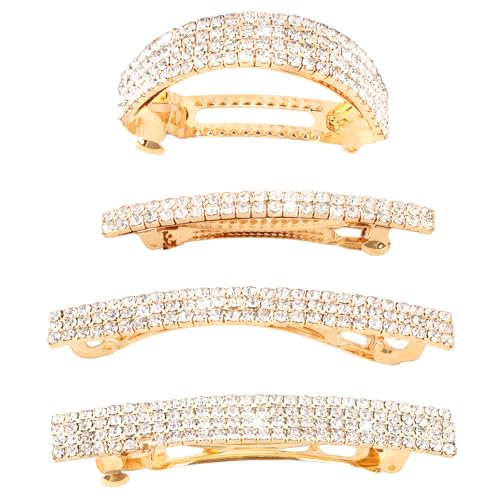 Luixenir Glitzernde Haarspangen für Damen, Glitzer, Gold, Haarspangen, Strass, Pferdeschwanz-Halter, Diamant-Haarschmuck für Damen und Mädchen, 4 Stück von Luixenir