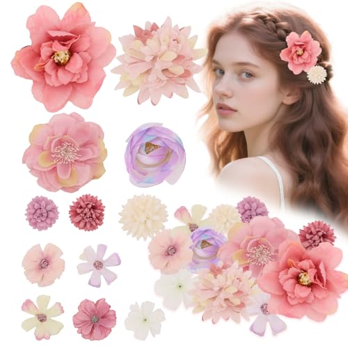 Luixenir Haarnadeln mit rosafarbenen Blumen, Haarschmuck für Damen und Mädchen, leichtes und bequemes Design, 12 Stück von Luixenir