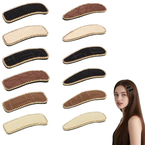 Luixenir Haarspangen für Damen und Mädchen, einfarbige Haarspangen mit glänzenden Strasssteinen, Entenschnabel-Haarspangen mit bequemem Stoff, sicherer und rutschfester Haarschmuck, 12 Stück von Luixenir