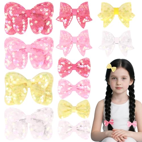 Luixenir Haarspangen mit Paillettenschleife für Mädchen, Glitzer-Haarspangen mit Doppelschleifen-Design in 3 Größen, mehrfarbig, niedlich, dekorativ, sicheres Haar-Accessoire, 12 Stück Luixenir Haarspangen mit Paillettenschleife für Mädchen, Glitzer-Haarspangen mit Doppelschleifen-Design in 3 Größen, mehrfarbig, niedlich, dekorativ, sicheres Haar-Accessoire, 12 Stück von Luixenir