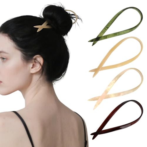 Luixenir Modische Haarnadeln, bunt, französische Haarnadeln für Damen und Mädchen, rutschfest, gedreht, Haarspangen für Dutt, Haarstyling-Zubehör, 4 Stück von Luixenir