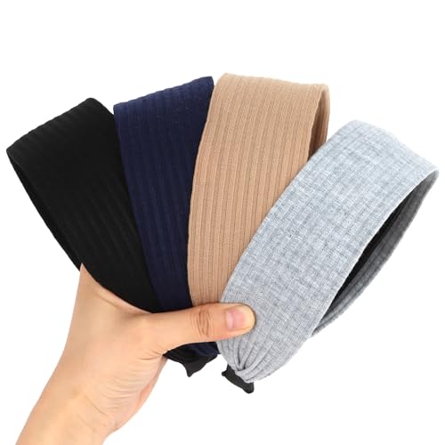 Luixenir Modische breite Stirnbänder für Damen, dick, Stoff, rutschfest, Haar-Accessoires für Frauen und Mädchen, langlebiges Stretch-Design, 4 Stück von Luixenir