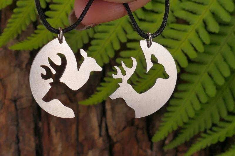 sterling Silber Paar Anhänger Hirsch Und Doe Fitting Set sterling Silber Paar Anhänger Hirsch Und Doe Fitting Set von LukasCraft