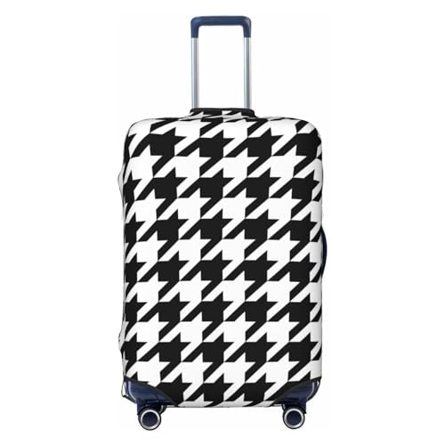 Lukbfall Gepäckkofferbezüge, elastisch, waschbar, Retro-Muster, Reisekoffer, Schutzhülle für Kinder und Erwachsene, Schwarz und Weiß, Schwarz, M (Fit 22-24 Inch Luggage) von Lukbfall