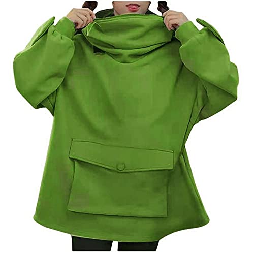 Hoodie Damen Frosch Sweatshirt Kreativität Spleißen 3D Design Rundhals Kawaii Kapuzenpullover Reißverschluss mit Kapuze Sweatshirt Warm Langarm Pullover Mädchen Lose Hoodie Kawaii Pulli Mit Taschen von Lukcolor