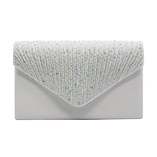 Lurkey Abendtasche Damen Clutch, Strass Satin Kettentasche Envelope Clutch Hochzeit Tasche Elegant Unterarmtasche Schultertasche Crossbody Bag,Abnehmbarer Kette,für Party Kleider von Lukery