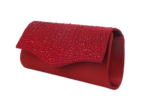 Lurkey Damen Abendtasche Clutch, Plissiertes Design Strassstein Clutch Hochzeit Envelope Tasche Mädchen Elegante Clutch Bag Modisch Kettentasche Crossbody Umhängetasche für Party von Lukery