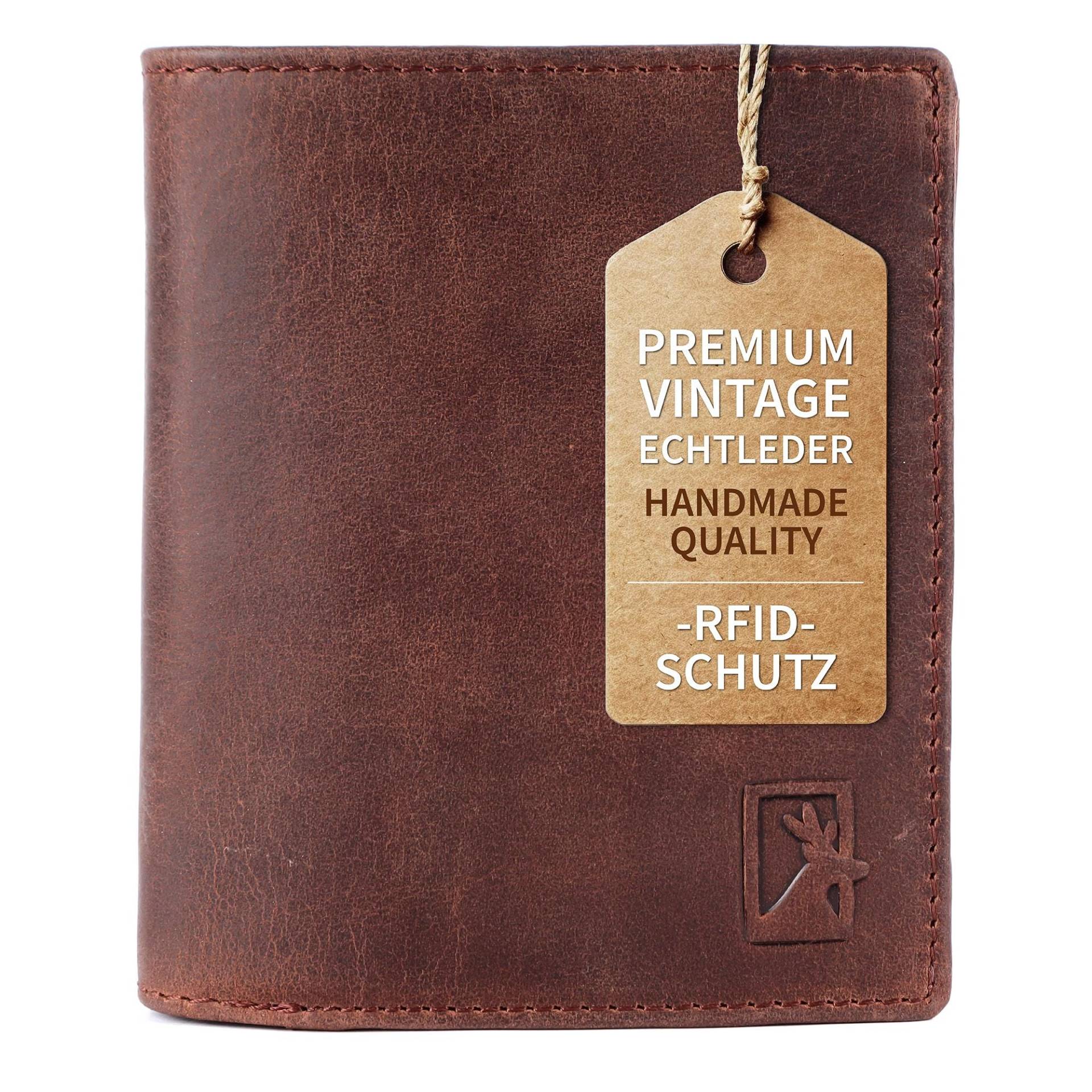 Premium Vintage Echtleder Geldbörse Dunkelbraun Rfid Geschenkbox Für Damen Herren Portemonnaie Kartenfächern Münzfach Brieftasche Geldbeutel von LukesLederwaren