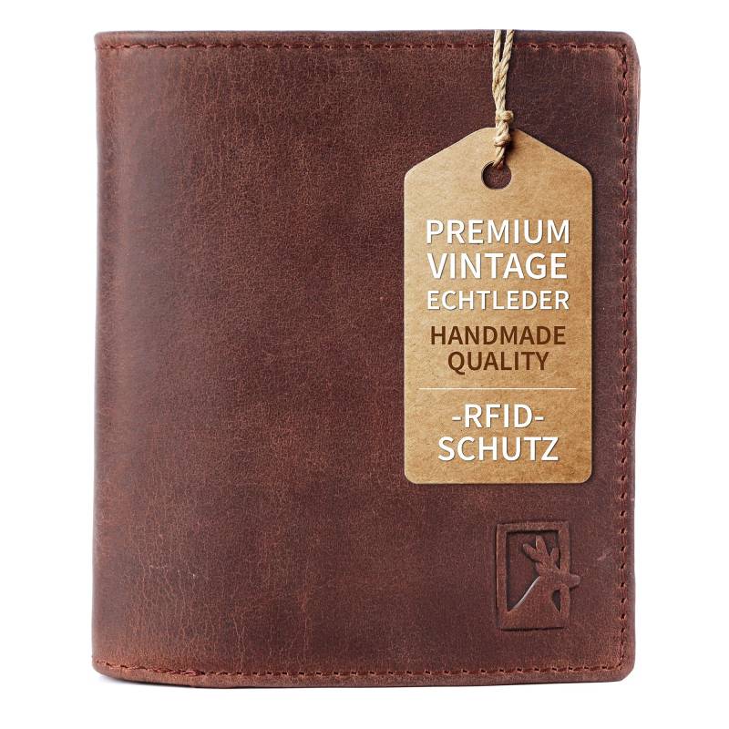 Premium Vintage Echtleder Geldbörse Dunkelbraun Rfid Geschenkbox Für Damen Herren Portemonnaie Kartenfächern Münzfach Brieftasche Geldbeutel von LukesLederwaren