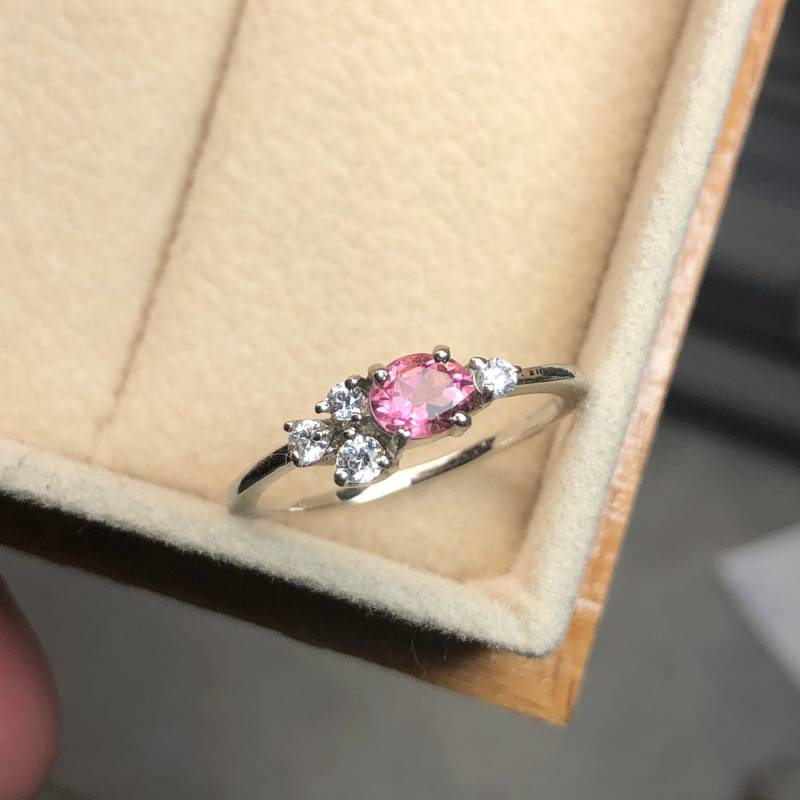 Cheryl // Turmalin Ring | Turmalin-Cluster-Ring Silberring Traube Verlobungsring Pink Cocktail-Ring von LukeyLuxJewelry