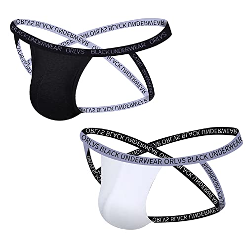 Lukione 2 Pack Herren G String Unterwäsche Männlich Tangas Jockstrap Modal Cross Strap Unterhosen für Männer (XXL) von Lukione