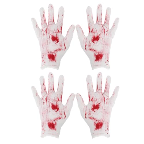 Halloween Blutige Handschuhe, 2 Paare Kunstbluthandschuhe, Kills Gruselige Kostüm, Realistische Blutige Handschuhe Für Halloween-Partys, Spukhäuser Und Cosplay, Gruseliges Handkostüm-Zubehör von Luktastic