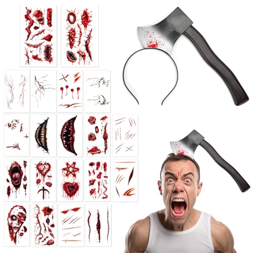 Luktastic Halloween Axt Stirnband mit 20 Blatt Halloween Aufkleber von Luktastic