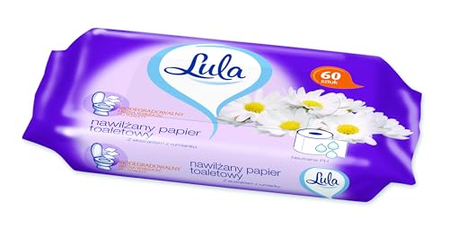 LULA Sanftes Feuchtes Toilettenpapier, Hygienepapier Mit Kamillenextrakt, 60 Stk., Wc Papier Weißes Papier von Lula