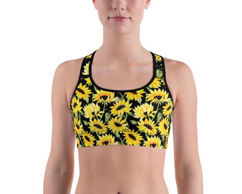 Sonnenblumen-Sport-Bh//Gym Bra//Yoga Bra//Running Bra//Floral Bra//Crop Top//Lula Activewear Bh von LulaActivewear