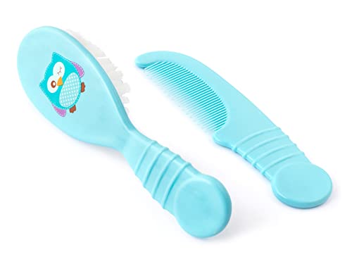 Lulabi Packung mit Bürste und Kamm, Eule, Polypropylen, 2 Stück, Standard, Medium, 80 Stück von Lulabi