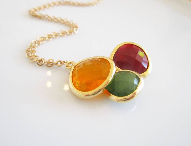 Kette - Goldener Herbst Gold Honig Grün Rot Geschenk von Lulanidesign