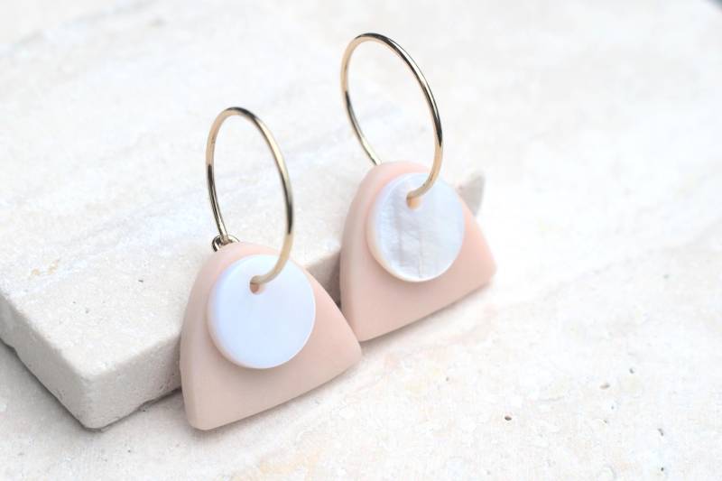 Polymer Ton Ohrringe, Creolen Handgefertigte Statement Leichte Ohrringe von Lulanidesign