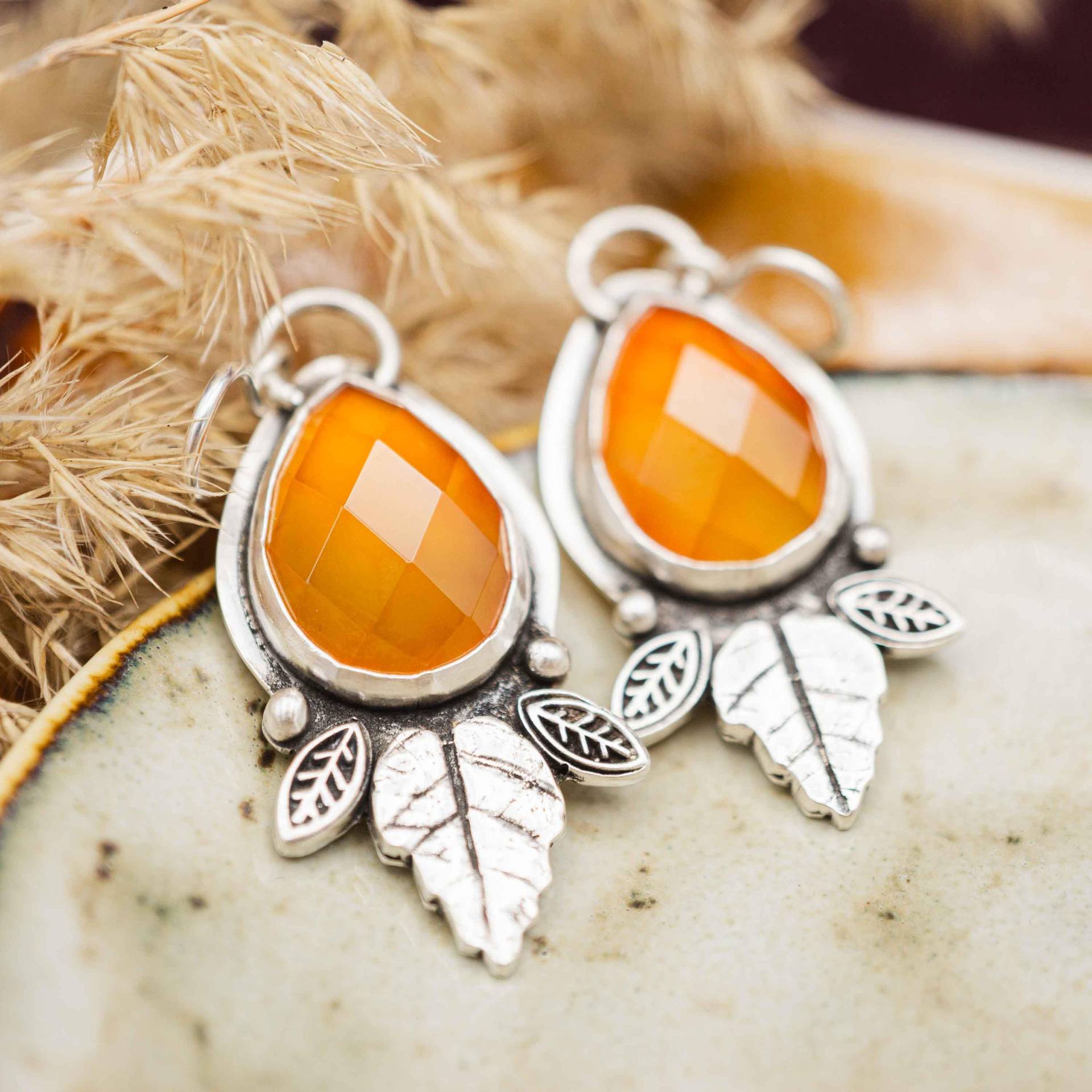 Edelstein Tropfen Ohrringe Silber 925 Mit Karneol Orange, Schöne Geschenkidee Für Frauen Und Schmuckbegeisterte, Geschenk Zum Hochzeitstag von LulesPiek