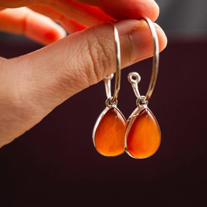 Edelstein Tropfen Ohrringe Silber 925 Mit Rotem Karneol, Schöne Geschenkidee Für Frauen Und Schmuckbegeisterte, Geschenk Zum Hochzeitstag von LulesPiek