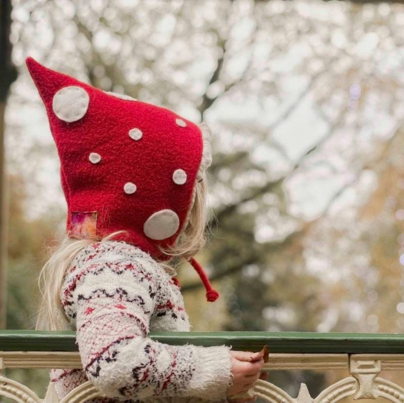 Pilz Pixie Mütze, Rote Warme Winter Wichtel Wollmütze Mit Fleece Gefüttert Für Junge Oder Mädchen. Kleinkind Erwachsene Hut. Kinder Fliegenpilz von Lulikids