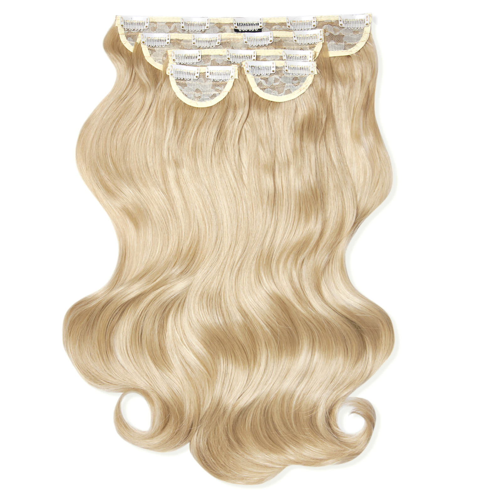 LullaBellz Super Thick 22  5 Piece Natural Wavy Clip In Extensions (Various Shades) - Light Blonde von Lullabellz