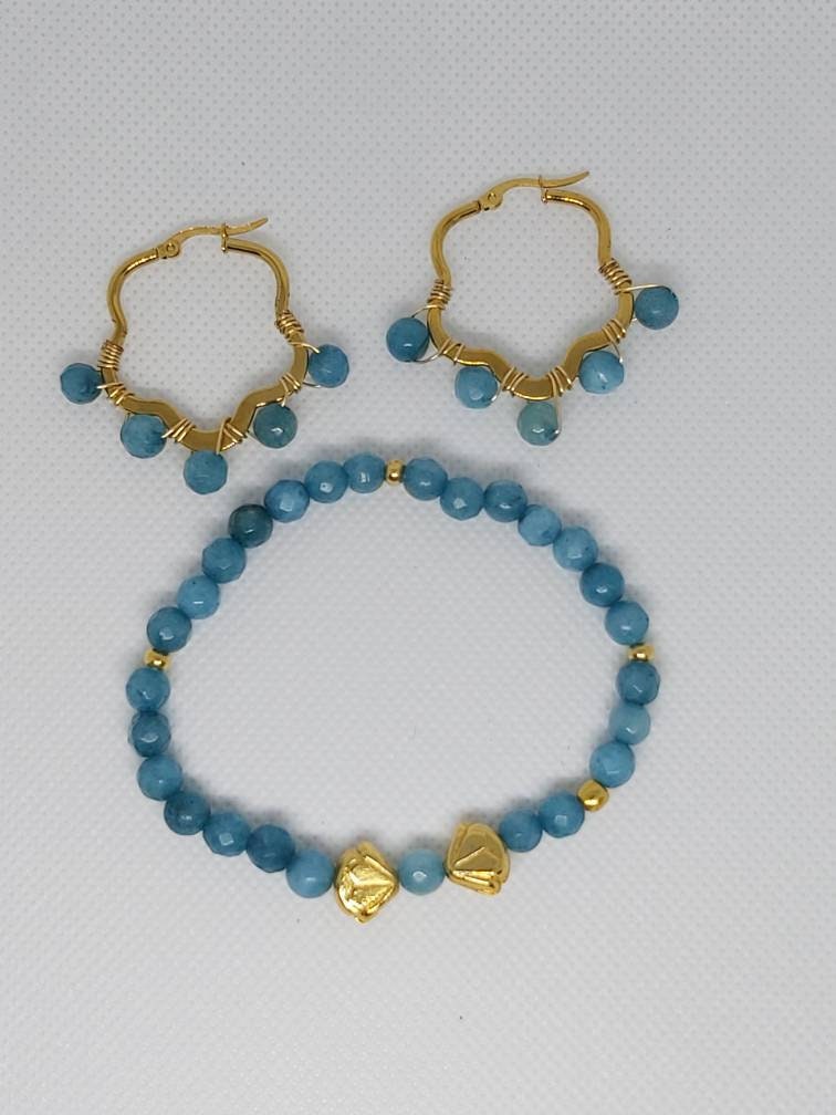 Set Von Pulsera Y Aretes Piedras Agata Varios Colores A Escoger Set Von Pulsera Y Aretes Piedras Agata Varios Colores A Escoger von LullieDesigns