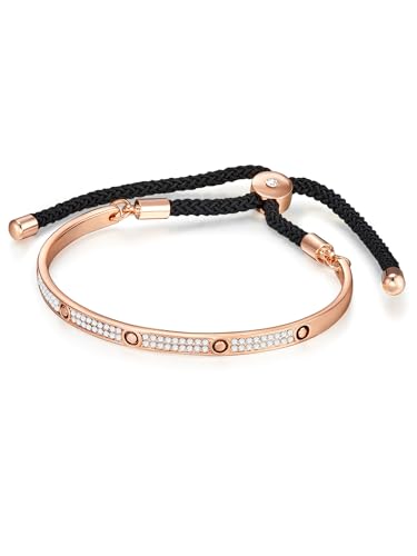 Lulu Jane Damen Armreif Metall-Legierung roségold Crystal weiß Modeschmuckarmband von Lulu & Jane