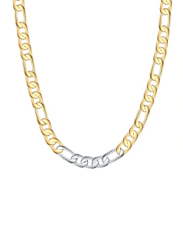Lulu & Jane Damen Kette aus Messing Silber-Optik/gelbvergoldet 14 Karat Modeschmuckhalskette von Lulu & Jane
