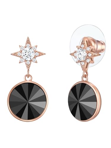 Lulu Jane Damen Ohrhänger Messing roségold Glas weiß schwarz Modeschmuckohrhänger von Lulu & Jane