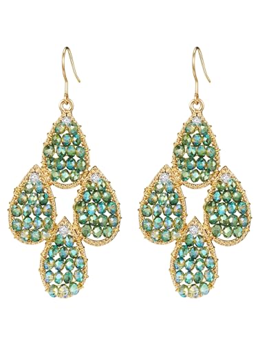 Lulu Jane Damen Ohrhänger Metall-Legierung gelbgold Glas türkis weiß Modeschmuckohrhänger von Lulu & Jane