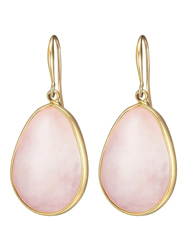 Lulu Jane Damen Ohrhänger Messing gelbgold Naturstein rosa Modeschmuckohrhänger von Lulu & Jane