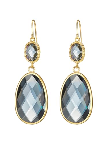 Lulu Jane Damen Ohrringe aus Messing mit Naturstein Modeschmuck Ohrhänger gelbgold von Lulu & Jane