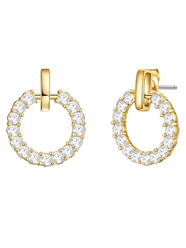 Lulu Jane Damen Ohrringe aus Messing verziert mit Kristallen Ohrstecker Kreis gelbgold von Lulu & Jane