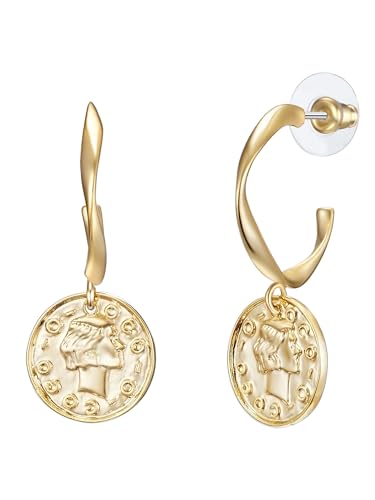 Lulu Jane Damen Ohrringe aus Metall-Legierung Modeschmuck Ohrhänger Münze gelbgold von Lulu & Jane
