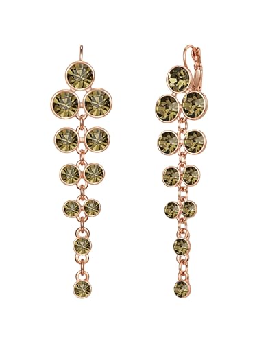 Lulu Jane Damen Ohrringe aus Metall-Legierung rosévergoldet 14 Karat mit Glas braun Modeschmuckohrhänger von Lulu & Jane