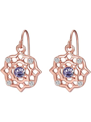 Lulu Jane Damen Ohrringe aus Metall-Legierung verziert mit Kristallen Ohrhänger roségold von Lulu & Jane