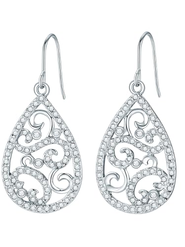 Lulu Jane Damen Ohrringe aus Metall-Legierung verziert mit Kristallen Ohrhänger silber von Lulu & Jane