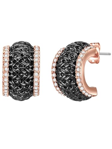 Lulu Jane Damen Ohrringe aus Metall-Legierung verziert mit Kristallen Ohrstecker roségold schwarz von Lulu & Jane