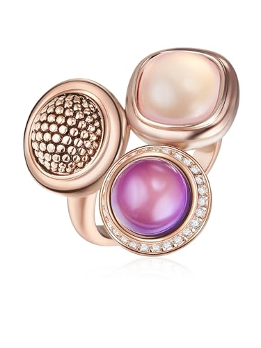 Lulu Jane Damen Ring aus Metall-Legierung mit Glas roségold Modeschmuckring von Lulu & Jane