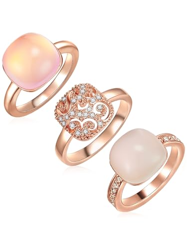 Lulu Jane Damen Set (Ring 3er) aus Metall-Legierung verziert mit Kristallen Ringset roségold von Lulu & Jane