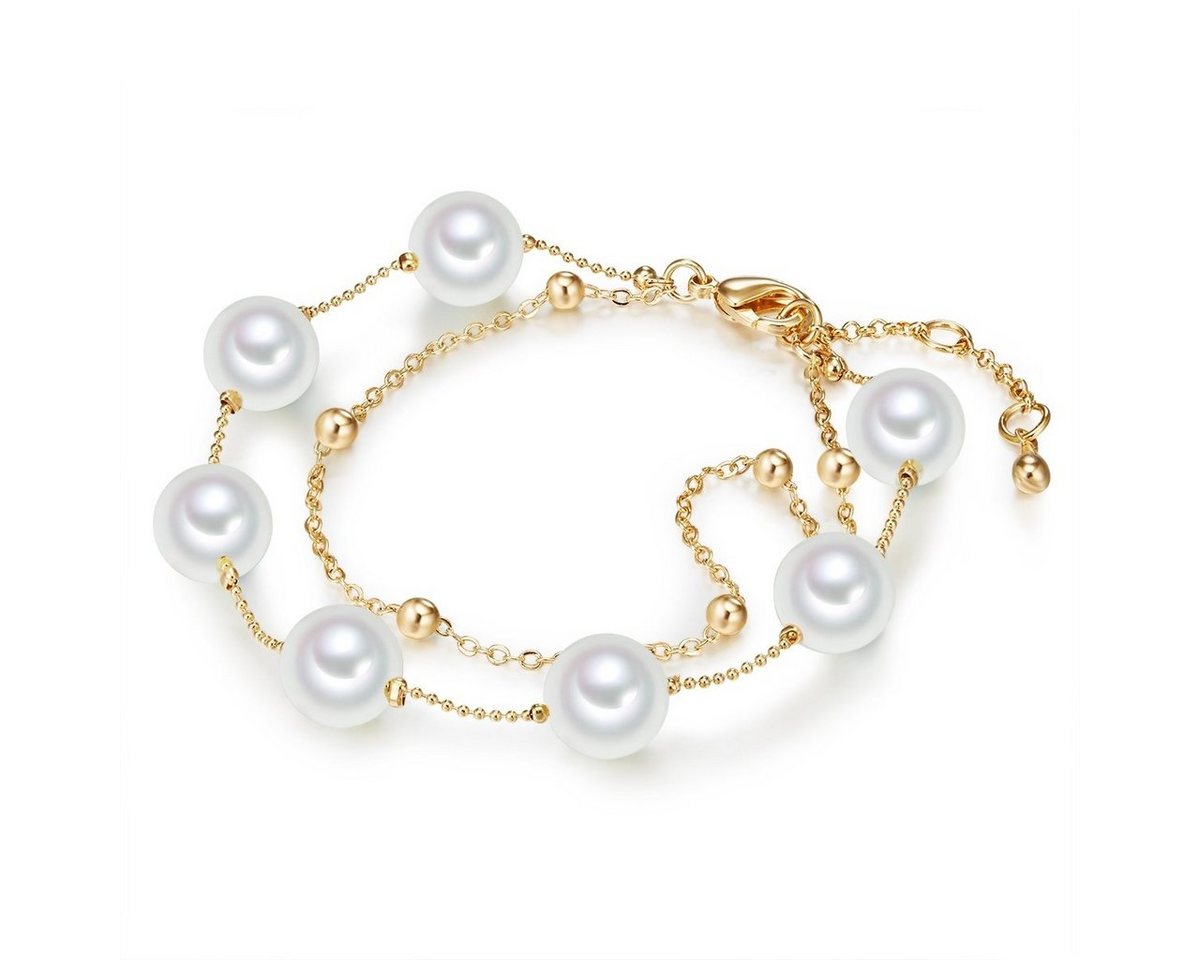 Lulu & Jane Armband Armband gelbgold Muschelkernperle weiß von Lulu & Jane