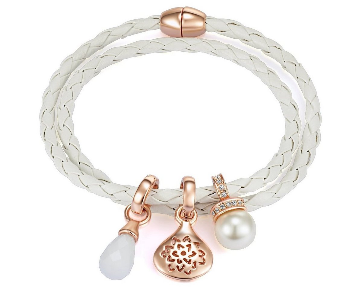 Lulu & Jane Armband Armband weiß Perle (synth) weiß verziert mit Kristallen von Swarovski® weiß Glas weiß von Lulu & Jane