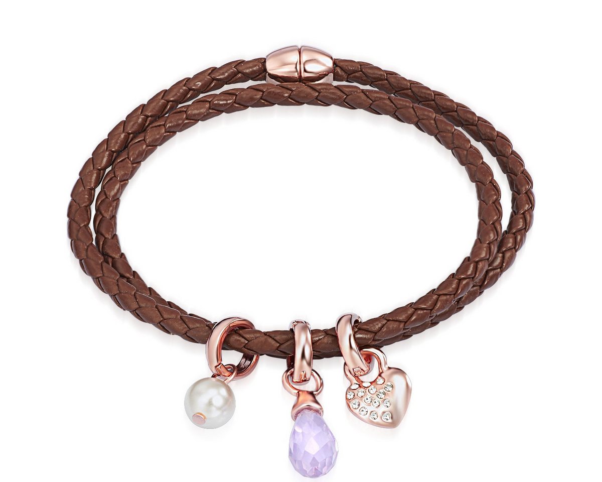 Lulu & Jane Armband Herz braun, verziert mit Kristallen von Swarovski® von Lulu & Jane