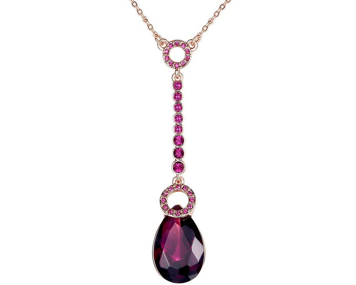 Lulu & Jane Collier Kette mit Anhänger roségold verziert mit Kristallen von Swarovski® violett Glas violett von Lulu & Jane