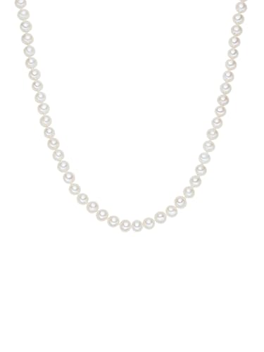 Lulu & Jane Damen Perlenhalskette aus Süßwasser-Zuchtperle weiß ca. 6,0-6,5 mm geknotet von Lulu & Jane