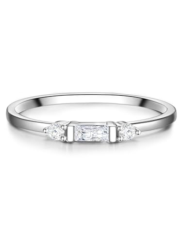 Lulu & Jane Damen Ring aus Messing Silber-Optik mit Zirkonia weiß Modeschmuckring von Lulu & Jane